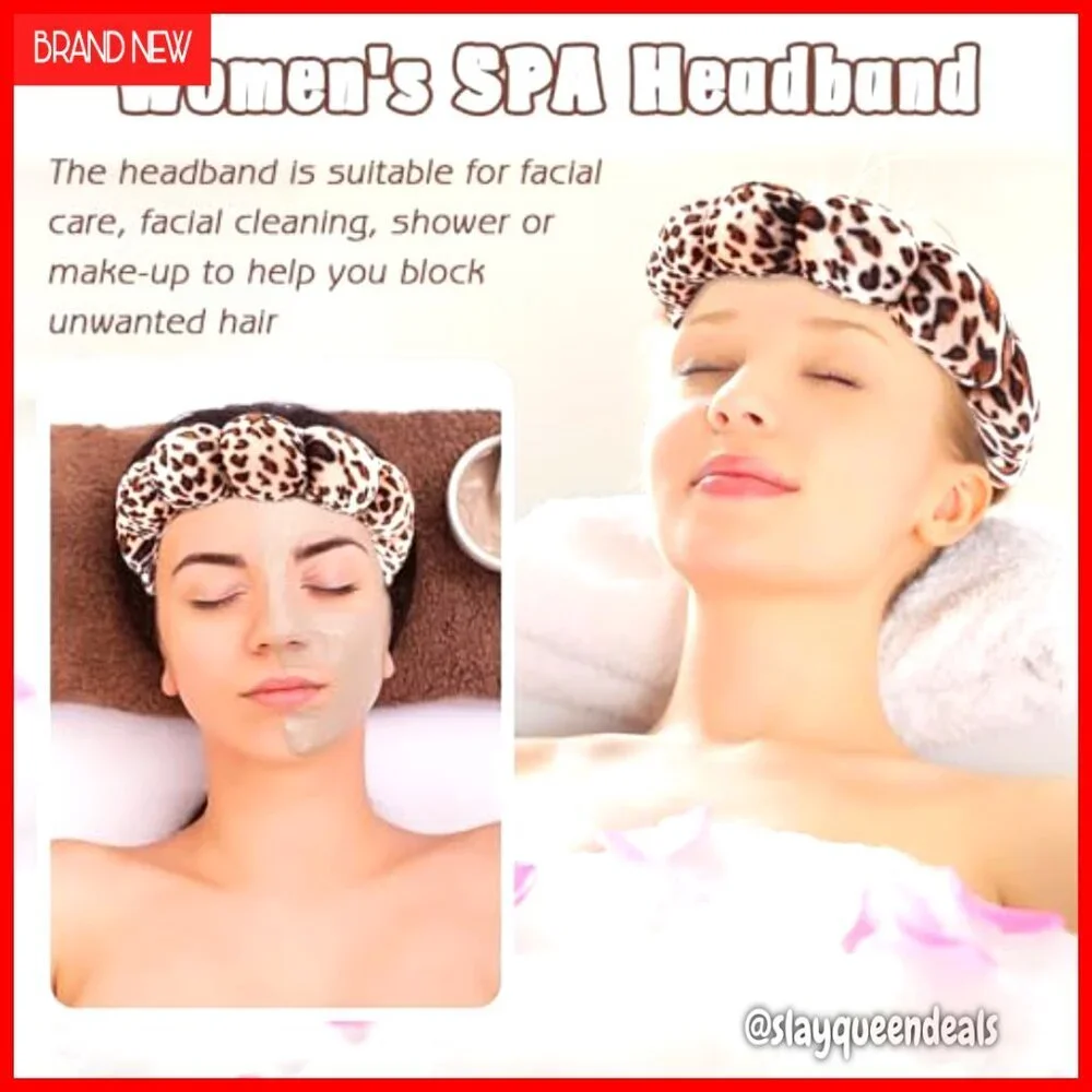 Velvet Spa Headband Wristband Set Bubble Sponge Lining for Skincare Makeup